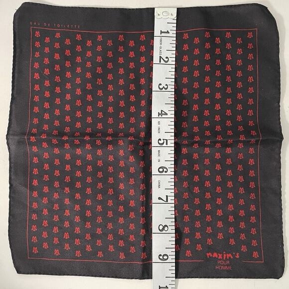 Maxims Pour Homme Small Pocket Square Pochette Scarf Black Red 9.5 x 9.5 Preppy - Picture 5 of 5